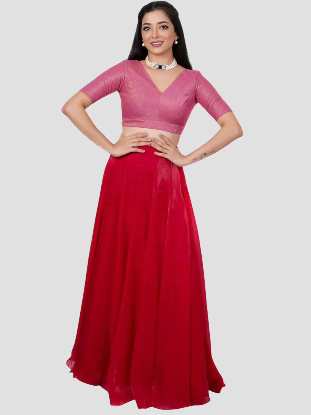 Rani Crush Tissue V Neck Half Sleeves Readymade Blouse