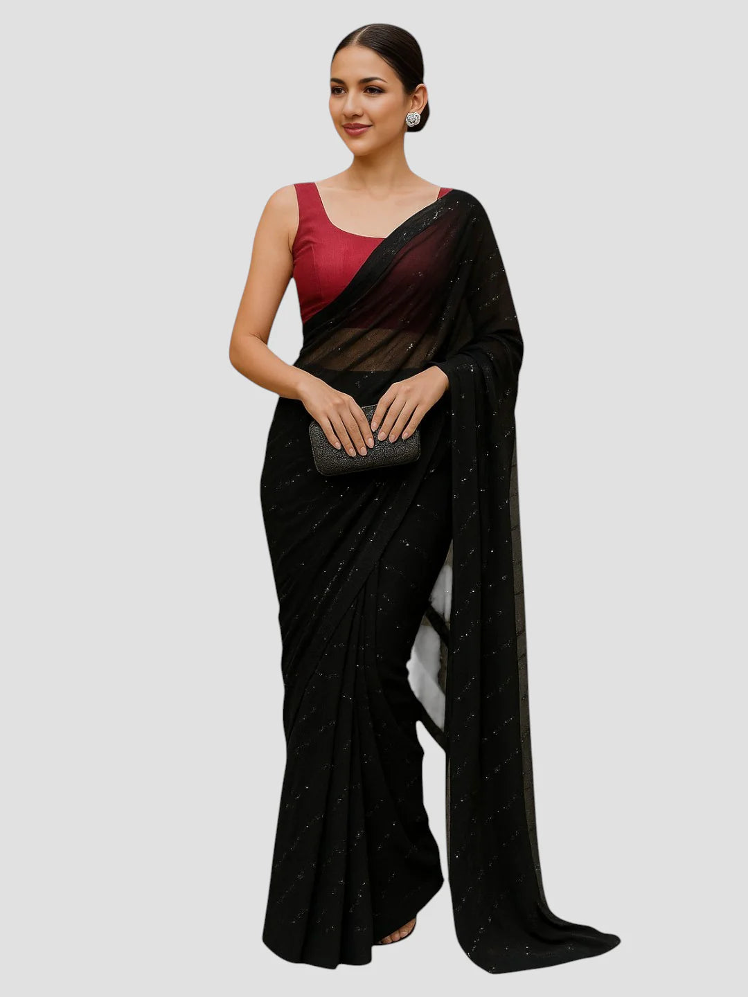 Elegant Magenta Dupion Silk Sleeveless Readymade Saree Blouse