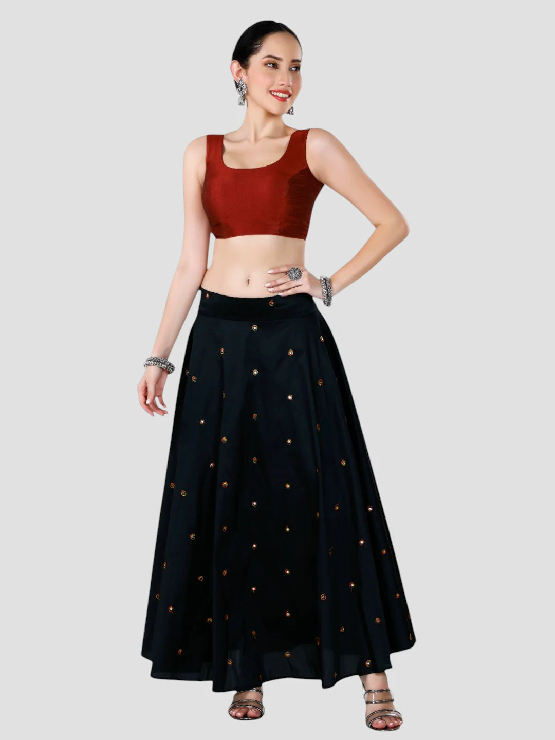 Elegant Maroon Dupion Silk Sleeveless Readymade Saree Blouse