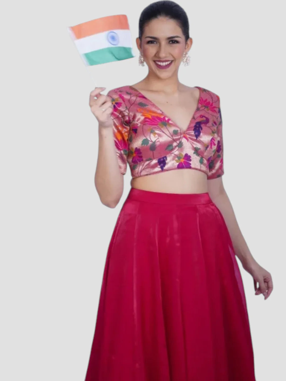 Pink Pathani Blouse In Silk