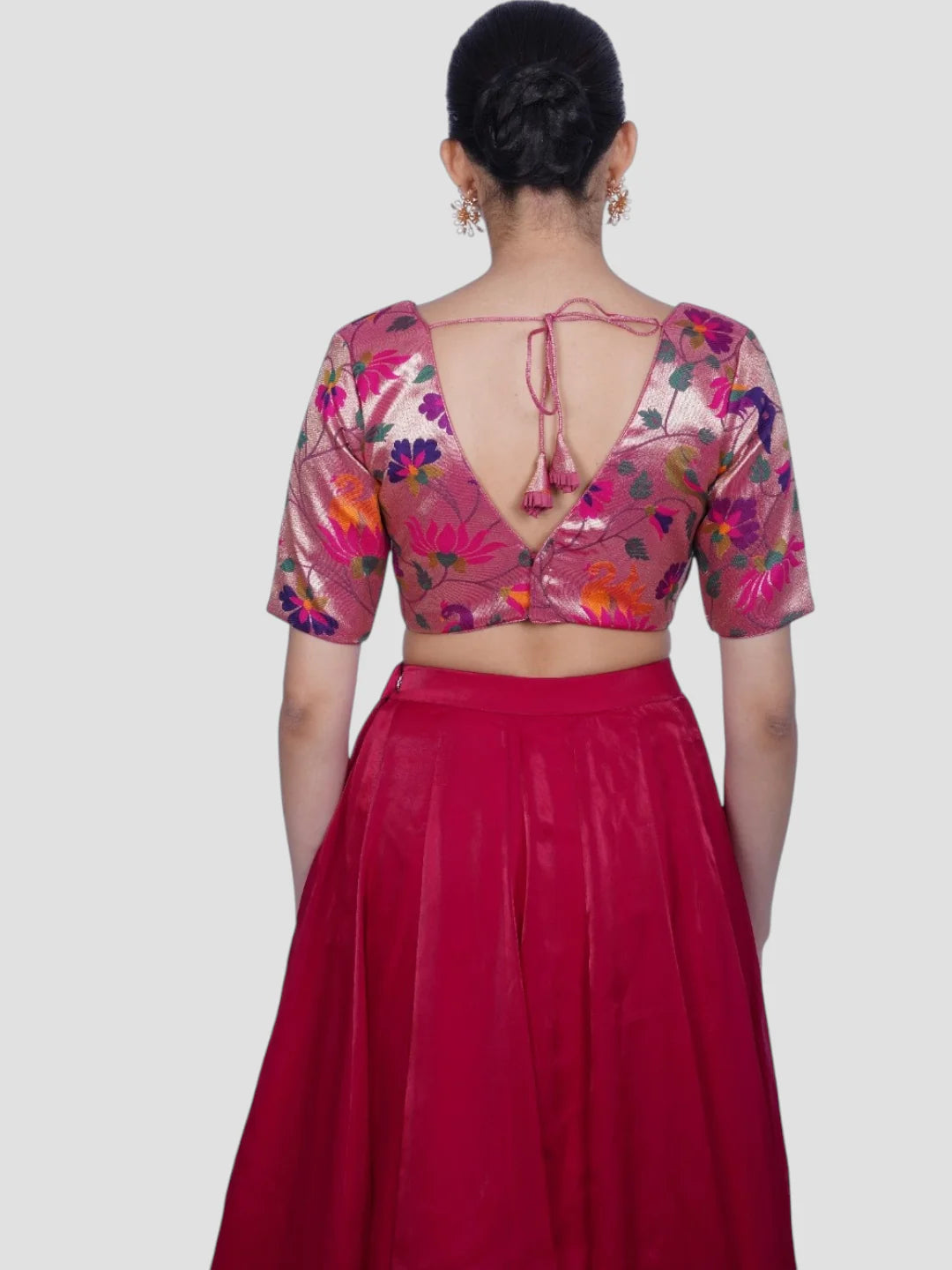 Pink Pathani Blouse In Silk