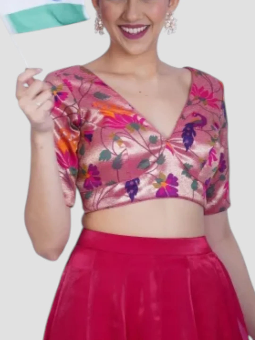 Pink Pathani Blouse In Silk