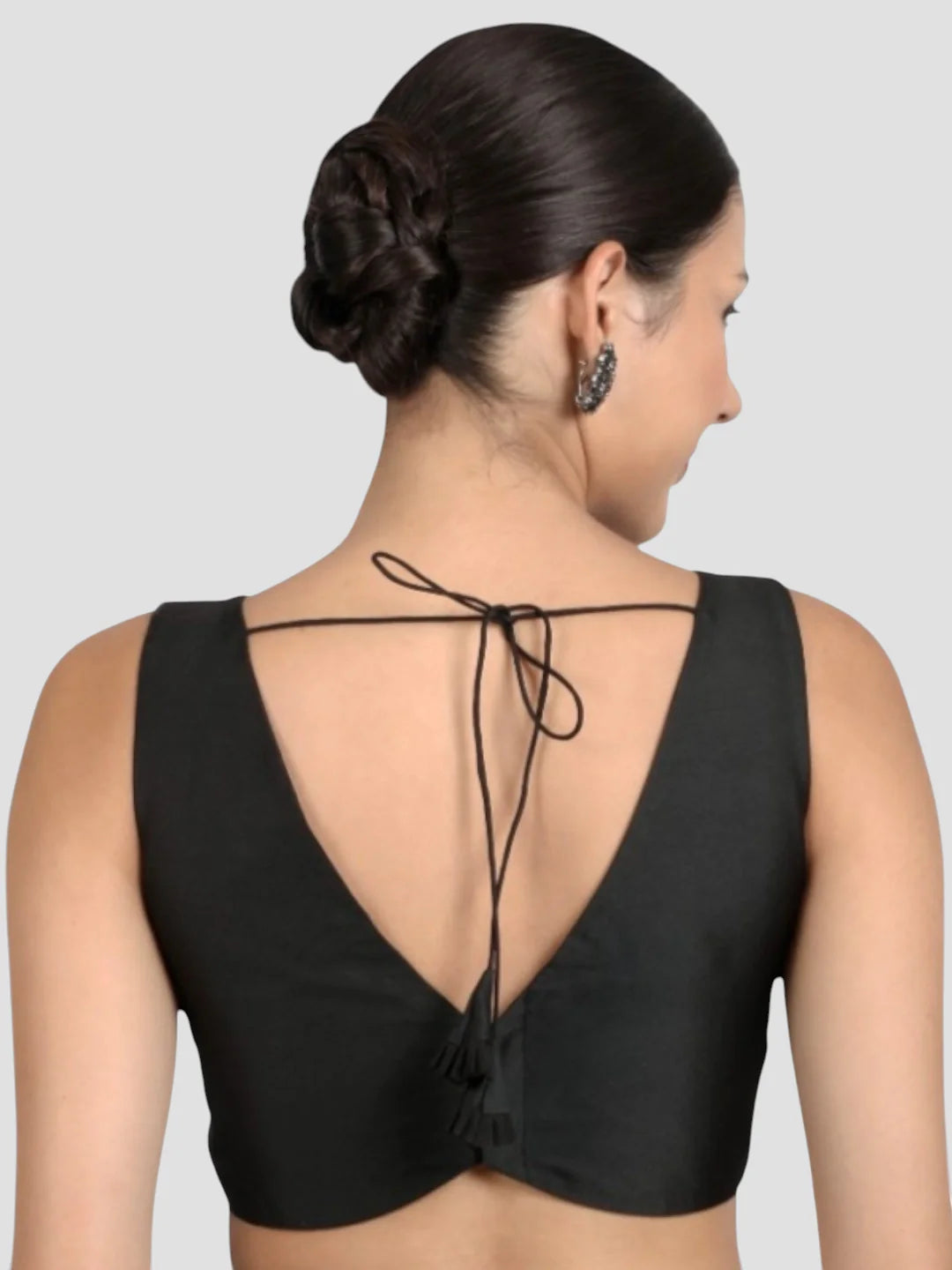 Black Banglori Silk Sleeveless Readymade Saree Blouse