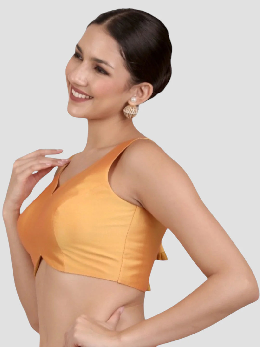 Mustard Banglori Silk Sleeveless Readymade Saree Blouse