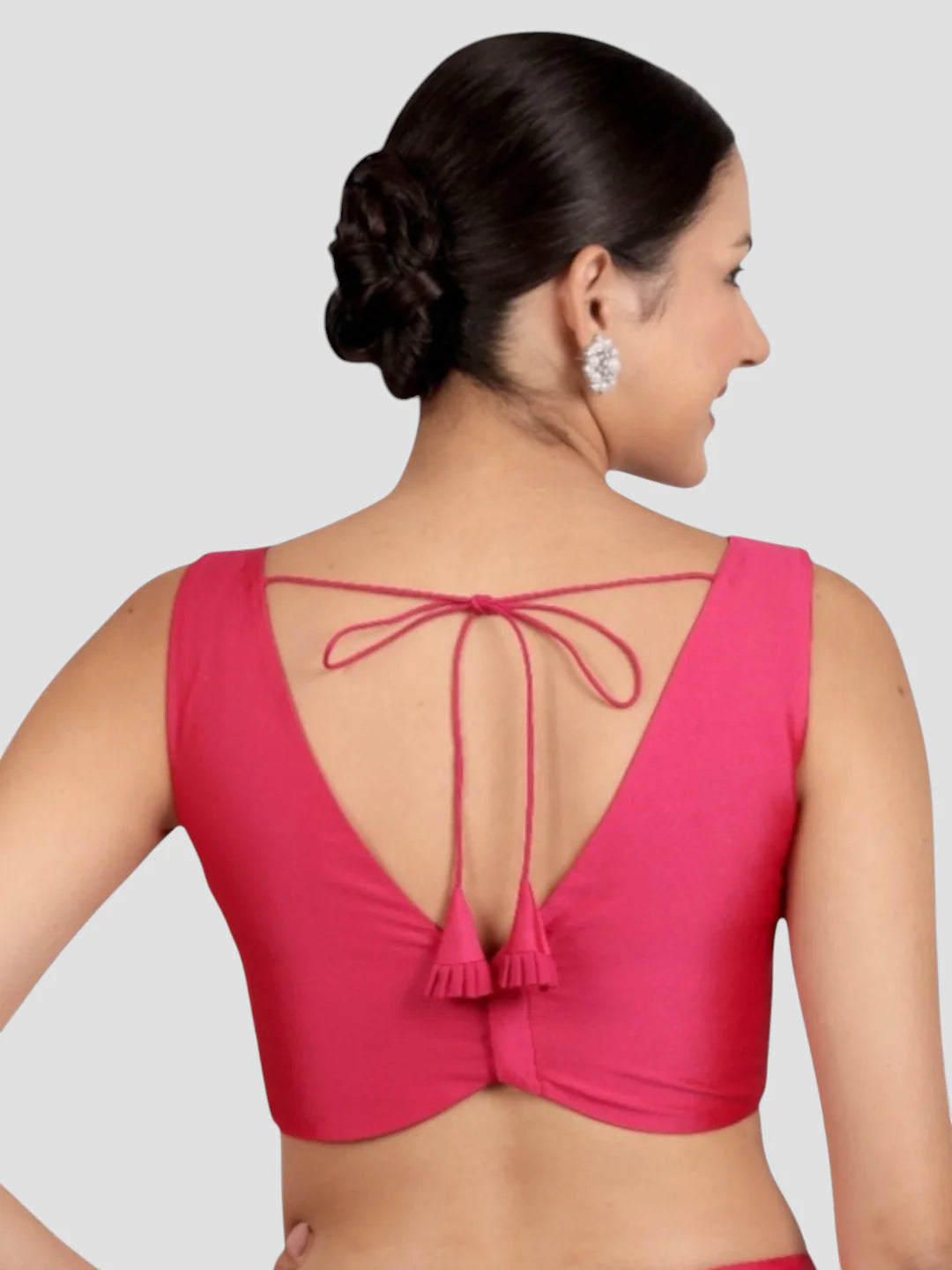 Rani Pink Banglori Silk Sleeveless Readymade Saree Blouse