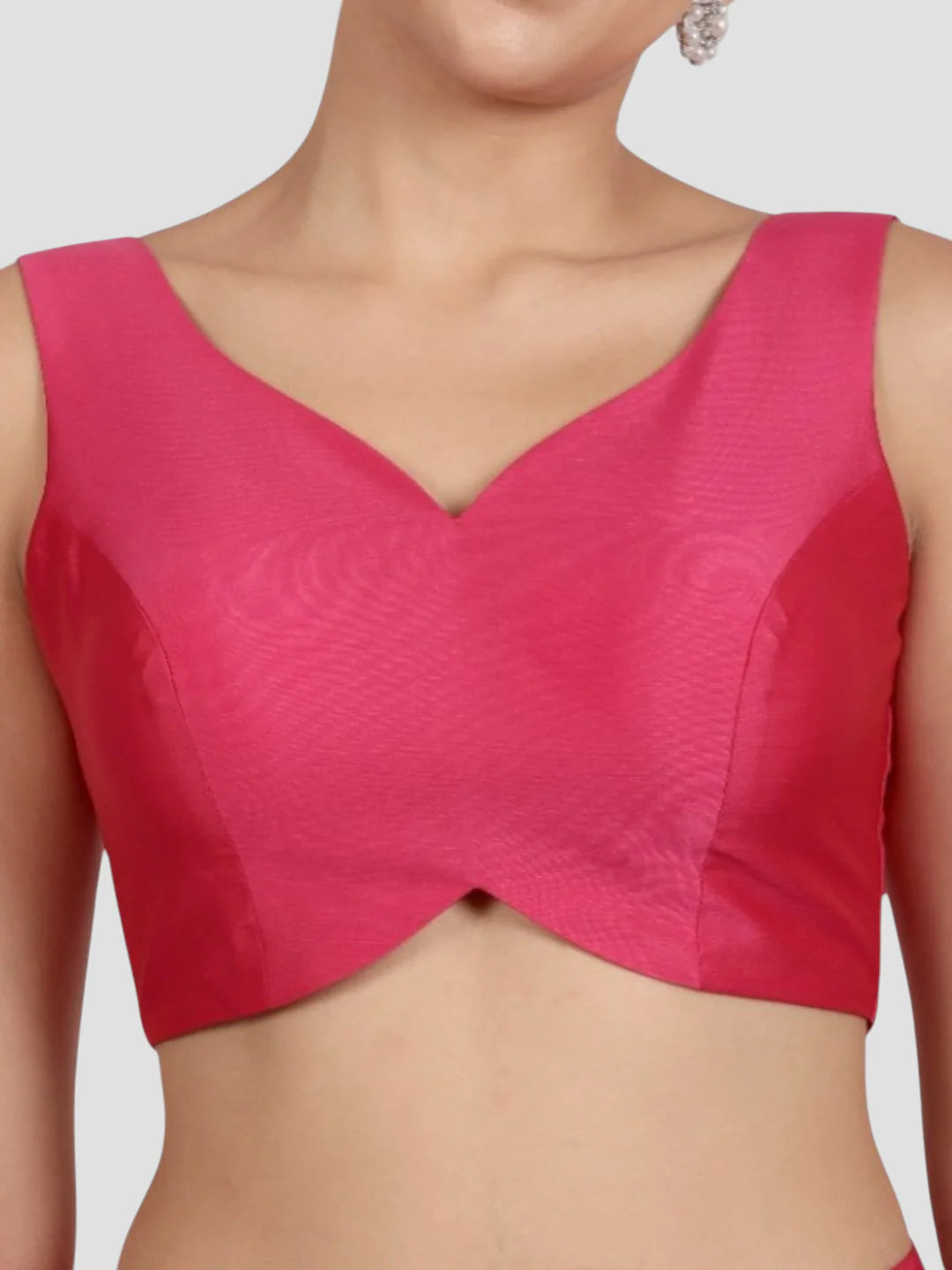 Rani Pink Banglori Silk Sleeveless Readymade Saree Blouse