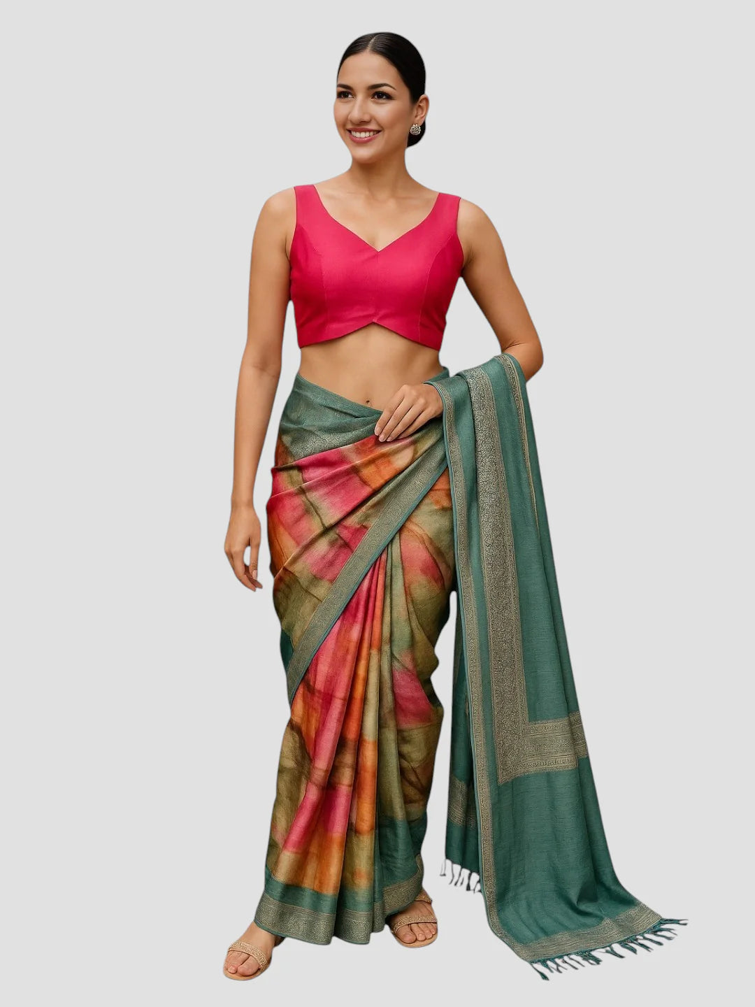 Rani Pink Banglori Silk Sleeveless Readymade Saree Blouse