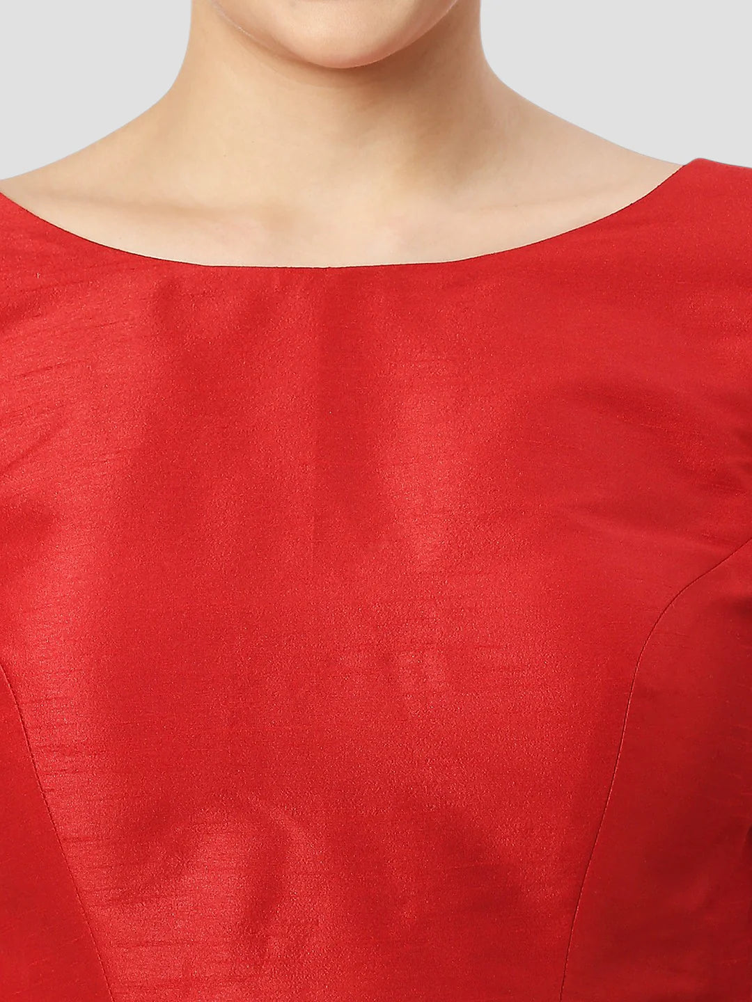 Silk High Neck Half Sleeves Red Saree Blouse Readymade