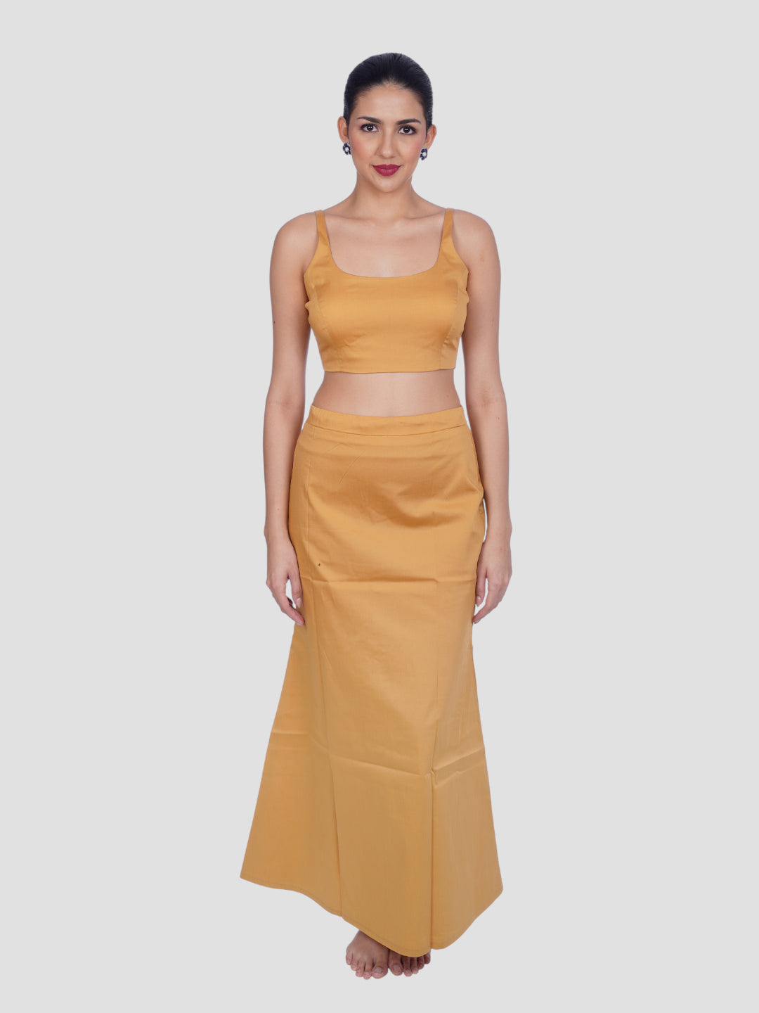 Gold Cotton Stretchable Spandex Drawstring Saree Shapewear