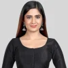 Black Silk Round Neck Half Sleeves Readymade Blouse