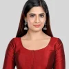 Maroon Silk Round Neck Half Sleeves Readymade Blouse