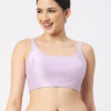 Light Violet Silk Round Neck Sleeveless Readymade Blouse