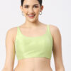 Pista Green Silk Round Neck Sleeveless Readymade Blouse