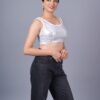 Silver Sequence Round Neck Sleeveless Readymade Blouse