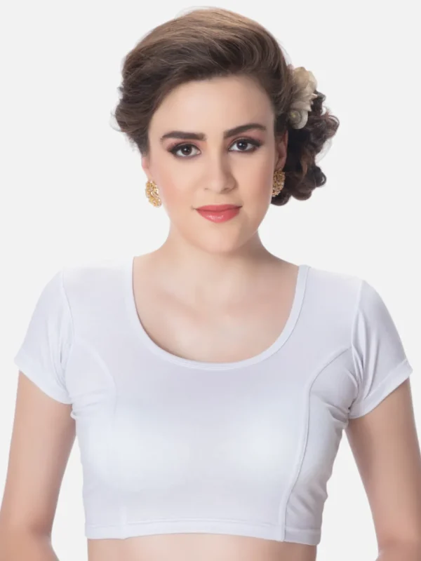 Silver All-Time Bestseller Lycra Round Neck Short Sleeves Readymade Blouse