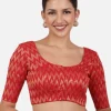 Red & Gold Zigzag Pattern Cotton Readymade Saree Blouse