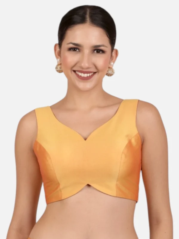 mustard Banglori Silk Sleeveless Readymade Saree Blouse