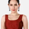 Elegant Maroon Dupion Silk Sleeveless Readymade Saree Blouse